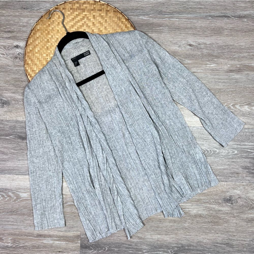 Eileen‎ fisher gray crinkle cardigan light weight